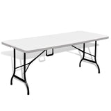 NNEVL Folding Garden Table with 2 Benches 180 cm Steel and HDPE White