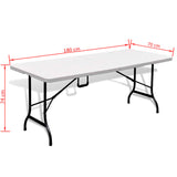 NNEVL Folding Garden Table with 2 Benches 180 cm Steel and HDPE White