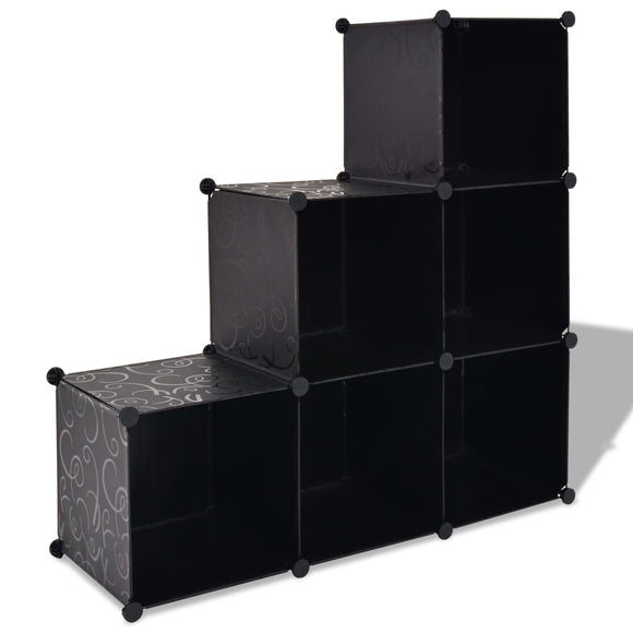 NNEVL Storage Cube Organiser with 6 Compartments Black