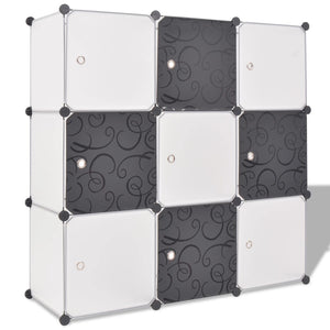 NNEVL Storage Cube Organiser with 9 Compartments Black and White