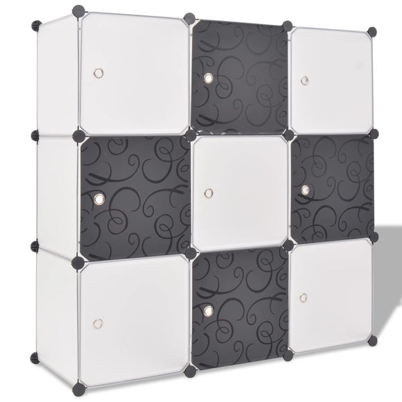 NNEVL Storage Cube Organiser with 9 Compartments Black and White