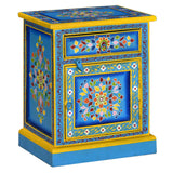 NNEVL Bedside Cabinet Solid Mango Wood Turquoise Hand Painted
