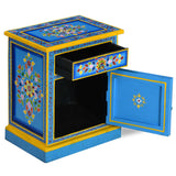 NNEVL Bedside Cabinet Solid Mango Wood Turquoise Hand Painted