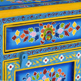 NNEVL Bedside Cabinet Solid Mango Wood Turquoise Hand Painted