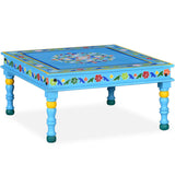 NNEVL Coffee Table Solid Mango Wood Turquoise Hand Painted