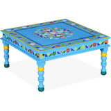 NNEVL Coffee Table Solid Mango Wood Turquoise Hand Painted