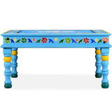 NNEVL Coffee Table Solid Mango Wood Turquoise Hand Painted