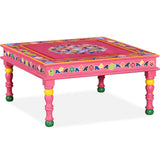 NNEVL Coffee Table Solid Mango Wood Pink Hand Painted
