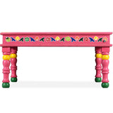 NNEVL Coffee Table Solid Mango Wood Pink Hand Painted