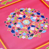 NNEVL Coffee Table Solid Mango Wood Pink Hand Painted