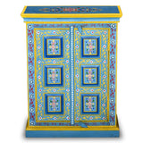 NNEVL Sideboard Solid Mango Wood Turquoise Hand Painted