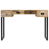 NNEVL Desk Solid Mango Wood and Real Leather 117x50x76 cm