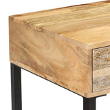 NNEVL Desk Solid Mango Wood and Real Leather 117x50x76 cm