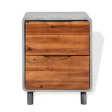 NNEVL Nightstand Concrete Solid Acacia Wood 40x30x50 cm
