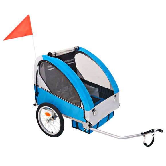 NNEVL Kids' Bicycle Trailer Grey and Blue 30 kg