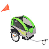 NNEVL Kids' Bicycle Trailer Grey and Green 30 kg