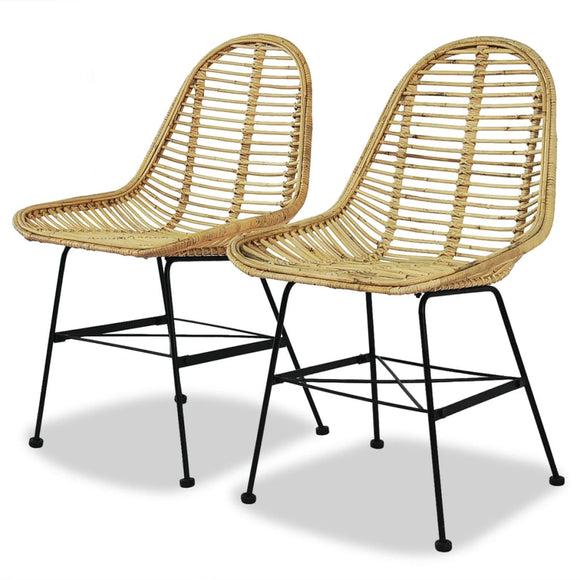 NNEVL Dining Chairs 2 pcs Natural Rattan
