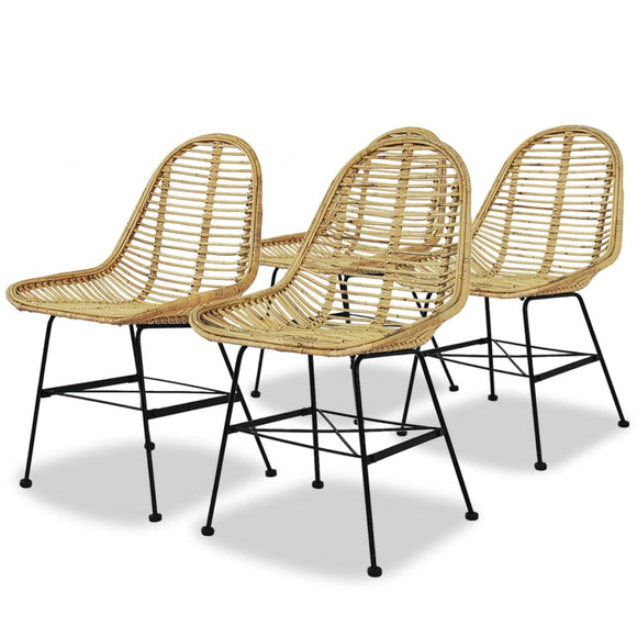 NNEVL Dining Chairs 4 pcs Natural Rattan