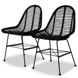 NNEVL Dining Chairs 2 pcs Black Natural Rattan