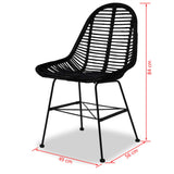 NNEVL Dining Chairs 2 pcs Black Natural Rattan