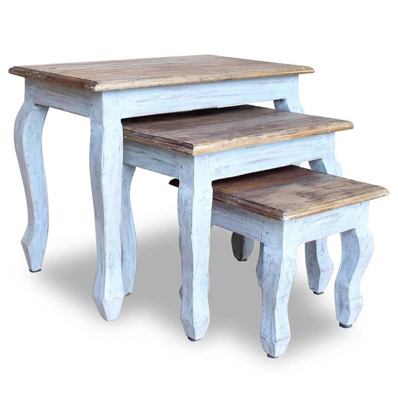 NNEVL Nesting Table Set 3 Pieces Solid Reclaimed Wood