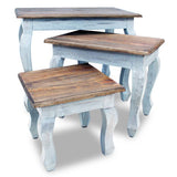 NNEVL Nesting Table Set 3 Pieces Solid Reclaimed Wood