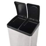 NNEVL Recycling Pedal Bin Garbage Trash Bin Stainless Steel 36 L
