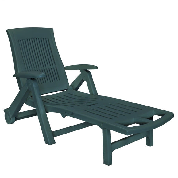 NNEVL Sun Lounger with Footrest Plastic Green