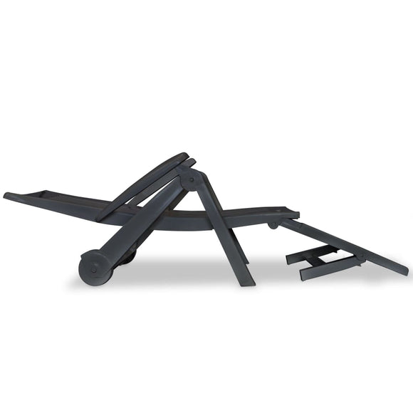 NNEVL Sun Lounger with Footrest Plastic Anthracite