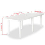 NNEVL Garden Table White 210x96x72 cm Plastic