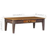 NNEVL Coffee Table Solid Wood Vintage 118x60x40 cm