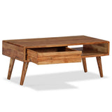 NNEVL Coffee Table Solid Wood with Carved Drawer 100x50x40 cm