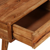 NNEVL Coffee Table Solid Wood with Carved Drawer 100x50x40 cm