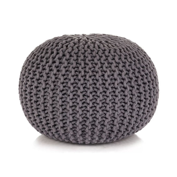 NNEVL Hand-Knitted Pouffe Cotton 50x35 cm Grey