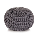 NNEVL Hand-Knitted Pouffe Cotton 50x35 cm Grey