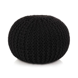 NNEVL Hand-Knitted Pouffe Cotton 50x35 cm Black