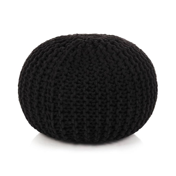 NNEVL Hand-Knitted Pouffe Cotton 50x35 cm Black