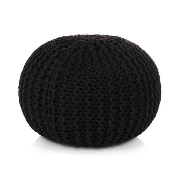 NNEVL Hand-Knitted Pouffe Cotton 50x35 cm Black