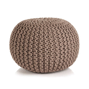 NNEVL Hand-Knitted Pouffe Cotton 50x35 cm Brown