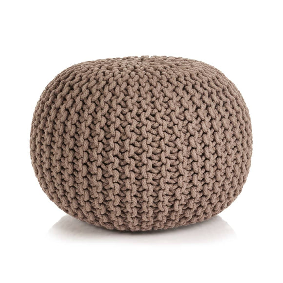 NNEVL Hand-Knitted Pouffe Cotton 50x35 cm Brown