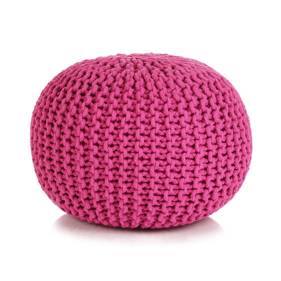 NNEVL Hand-Knitted Pouffe Cotton 50x35 cm Pink