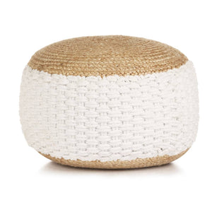 NNEVL Woven/Knitted Pouffe Jute Cotton 50x35 cm White