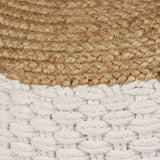 NNEVL Woven/Knitted Pouffe Jute Cotton 50x35 cm White