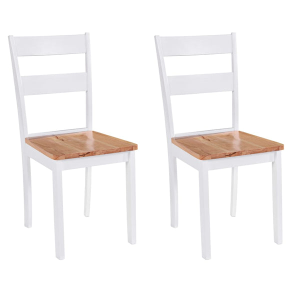 NNEVL Dining Chairs 2 pcs White Solid Rubber Wood