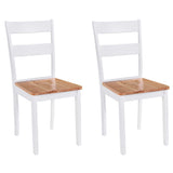 NNEVL Dining Chairs 2 pcs White Solid Rubber Wood