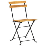 NNEVL Folding Garden Chairs 2 pcs Steel and Solid Acacia Wood