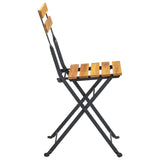 NNEVL Folding Garden Chairs 2 pcs Steel and Solid Acacia Wood