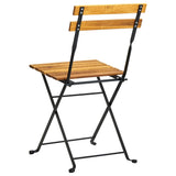 NNEVL Folding Garden Chairs 2 pcs Steel and Solid Acacia Wood