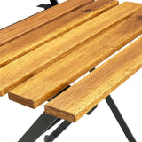 NNEVL Folding Garden Chairs 2 pcs Steel and Solid Acacia Wood