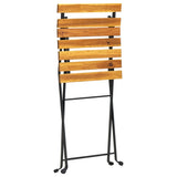 NNEVL Folding Garden Chairs 2 pcs Steel and Solid Acacia Wood